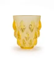 René Lalique, René Lalique 'Rampillon' frosted golden amber glass vase, No. 991, designed 1927, press-moulded glass