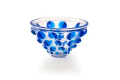 Lalique crystal bowl with blue cabochons, post 1945 by Lalique, press-moulded lead crystal, sold May 2026