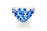 Lalique, Lalique crystal bowl with blue cabochons, post 1945, press-moulded lead crystal