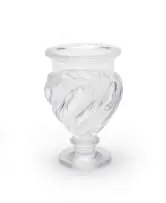 Lalique 'Ermenonville' frosted and clear footed crystal vase, designed c.1924, post 1945 by Lalique, moulded lead crystal, sold May 2026