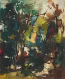 Paul du Toit, Abstract Forest Composition, 1957, oil on canvas laid down on board
