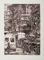 Day to Day of People of Johannesburg Vol V by Mario Soares, 2017, etching on paper, sold Apr 2026