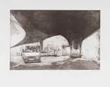 Themba Khumalo, Crossing the Bridge II, 2013, etching on paper