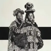 Bambo Sibiya, I Got Your Back Sister, 2025, linocut and blind embossing on paper