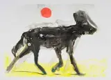 Nelson Makamo, Wild Dog II (Red Sun), 2026, monotype on paper