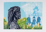 Thulani Gankca, Men Of Property, 2023, linocut on paper