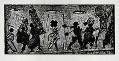 William Kentridge, Eight Figures, 2010, linocut on paper