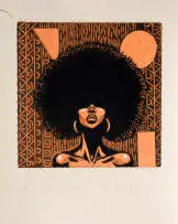 Tsako Hobyani, Crowned, 2024, linocut on paper