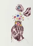 Lebohang Motaung, Tending the Crown II, 2026, hand-coloured etching on paper