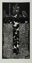 Dikgwele Paul Molete, Cross Pigeons, 2010, linocut on paper