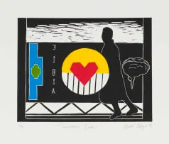 Bheki Sibiya, Thandanani Bantu, 2025, linocut on paper