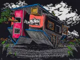 Raymond Fuyana, Up Side Down House, 2024, linocut on paper
