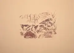 Alice Goldin, Below the Mountain, State I, 1981, screenprint on brown paper