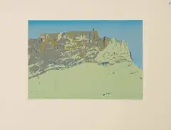 Alice Goldin, Table Mountain Face, 1995, screenprint on light brown paper