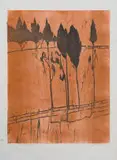 Alice Goldin, Transvaal Treescape, 1969, woodcut on tissue paper