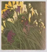 Alice Goldin, Freesias, 1976, woodcut on tissue paper