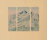 Alice Goldin, Mountain, triptych, 1991, screenprint on light brown paper