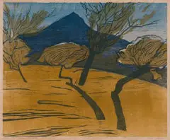 Alice Goldin, Cape Point I, 1974, woodcut on tissue paper