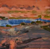 Gabrielle Raaff, Lake Land V (sic), 2023, water-based oil on board