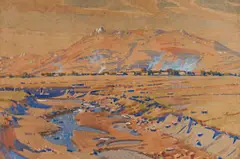 Sydney Carter, Transvaal Landscape, watercolour on paper laid down on board