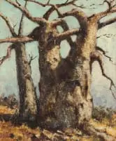Otto Klar, Baobab Tree, oil on board