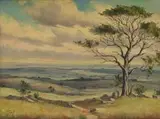 Christopher Tugwell, Expansive Landscape with Tree, oil on canvas laid down on board