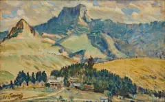 Reginald Turvey, Drakensberg Landscape, oil on canvas
