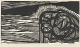 Cecil Skotnes, Figures in an Abstract Landscape, 1979, woodcut on paper