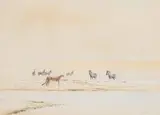 Kim Donaldson, Cheetah and Zebra Herd, watercolour, charcoal and pastel on paper