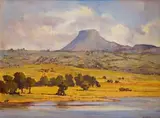Dale Elliott, Landscape with Small Mountain, oil on canvas laid down on board
