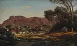 Tinus de Jongh, Cape Mountain Scene, oil on canvas