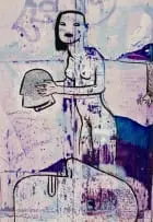 Conrad Botes, Figure with Head, 2004, mixed media on found photograph