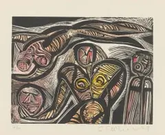 Cecil Skotnes, Death of John, 1979, hand-coloured woodcut on paper