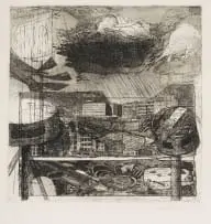 Simon Stone, Cityscape, 1982, etching on paper