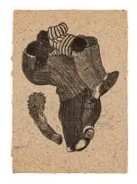 Hardy Botha, He Isn't Heavy, 1994, linocut on handmade paper