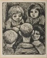 Eleanor Esmonde-White, Children, woodcut on paper
