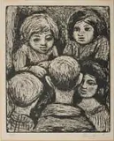 Eleanor Esmonde-White, Children, woodcut on paper