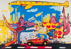 Beezy Bailey, Coming and Going, 1993, screenprint on card