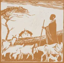 Nerine Desmond, The Goatherd IIII, 1975, linocut on paper