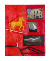 Simon Stone, Composition with House, Horse and Figure, 2003, oil on card
