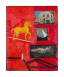 Simon Stone, Composition with House, Horse and Figure, 2003, oil on card