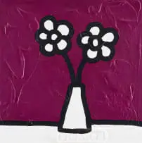 Richard Scott, Plum Daisies, impasto and acrylic on canvas