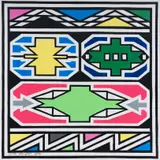 Esther Mahlangu, Untitled (Ndebele Pattern with Green and Yellow), 2015, acrylic on canvas
