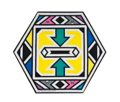 Untitled (Ndebele pattern with Green Arrows) by Esther Mahlangu, 2019, acrylic on canvas, offered Sep 2026