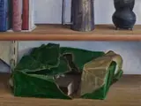 Andries Gouws, Still Life with Package, oil on canvas