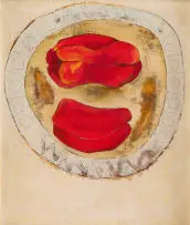 Michael Heyns, Red Peppers, 1976, oil on canvas laid down