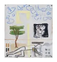 Simon Stone, Composition with Crawling Figure, 2007, oil on cardboard