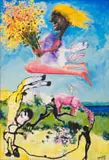 Beezy Bailey, Figure with Flowers, 1989, mixed media on canvas