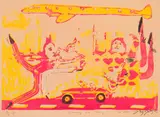 Beezy Bailey, Coming and Going, 1993, screenprint on paper laid down on board