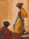 Titta Fasciotti, Contemplating Women, oil on canvas laid down on board